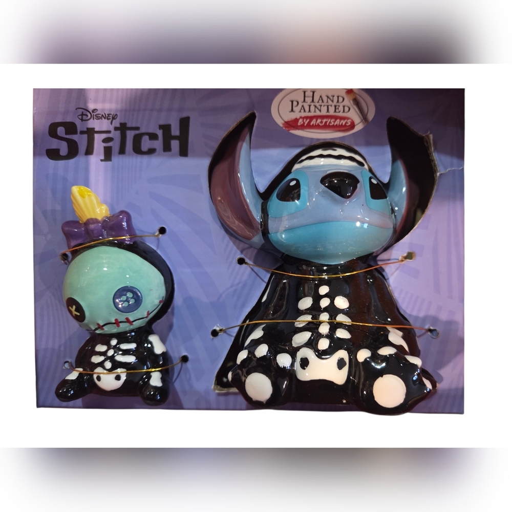 Disney Stitch Skeleton Salt & Pepper Shakers - Black and Blue NEW - Picture 2 of 4